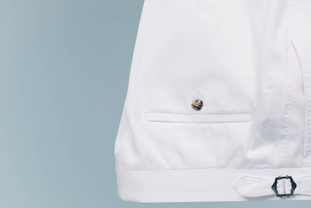 Crisp white pants are ideal for business casual dressing